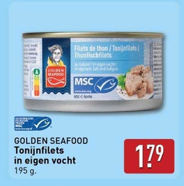 GOLDEN SEAFOOD Tonijnfilets in eigen vocht 195 g.