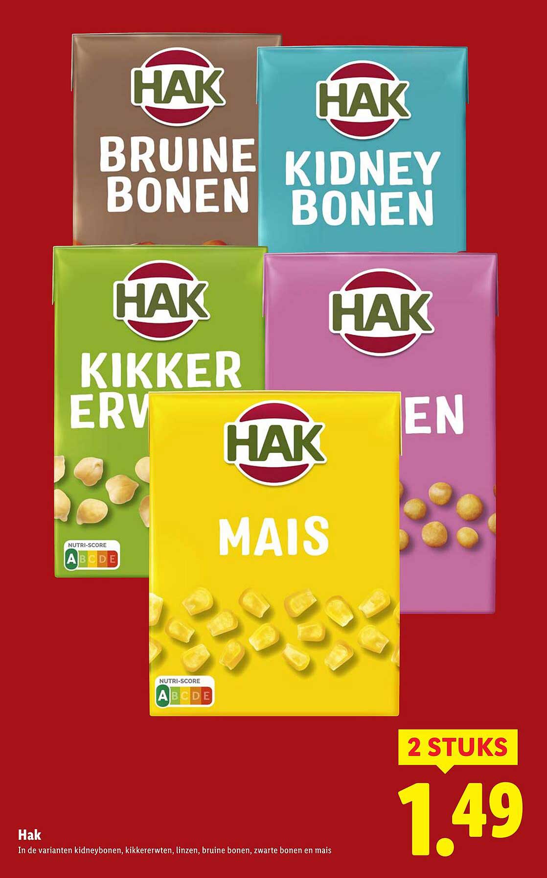 HAK Bonen en Mais 2 stuks voor €1,49