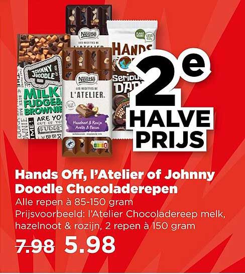 Hands Off, l'Atelier of Johnny Doodle Chocoladerepen