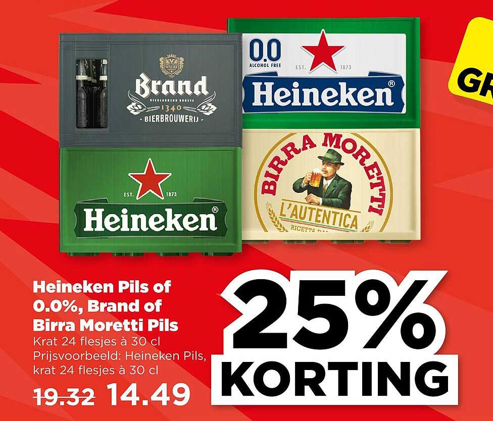 Heineken Pils of 0.0%, Brand of Birra Moretti Pils - Krat 24 flesjes à 30 cl