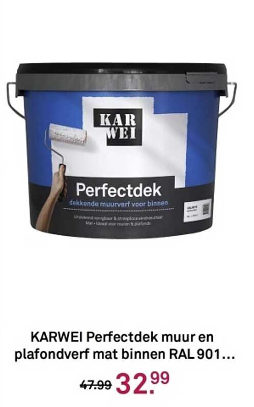 KARWEI Perfectdek muur en plafondverf mat binnen RAL 901...