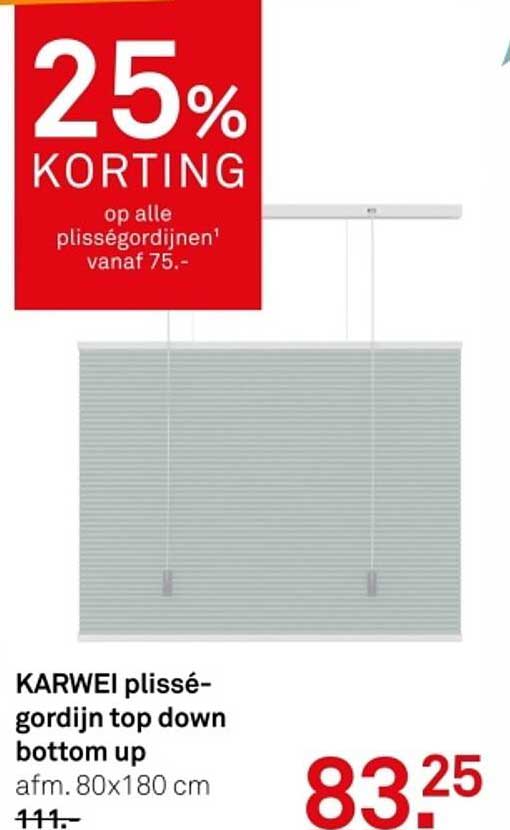KARWEI plissé-gordijn top down bottom up afm. 80x180 cm