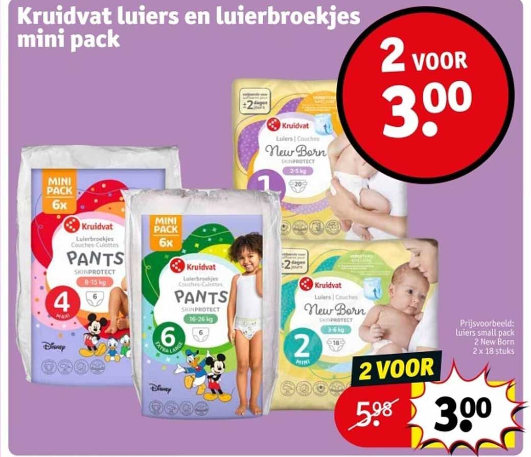 Kruidvat luiers en luierbroekjes mini pack
