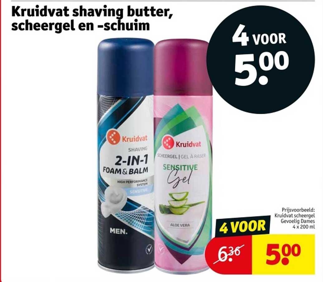 Kruidvat shaving butter, scheergel en -schuim