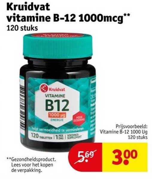 Kruidvat vitamine B-12 1000mcg** 120 stuks