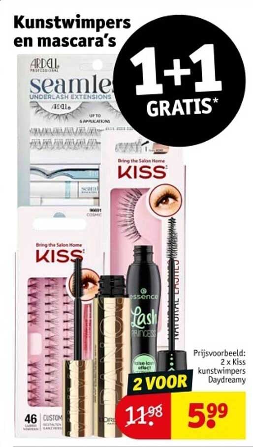 Kunstwimpers en mascara’s: 1+1 GRATIS