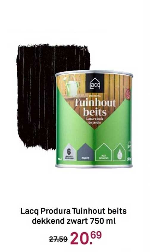 Lacq Produra Tuinhout beits dekkend zwart 750 ml
