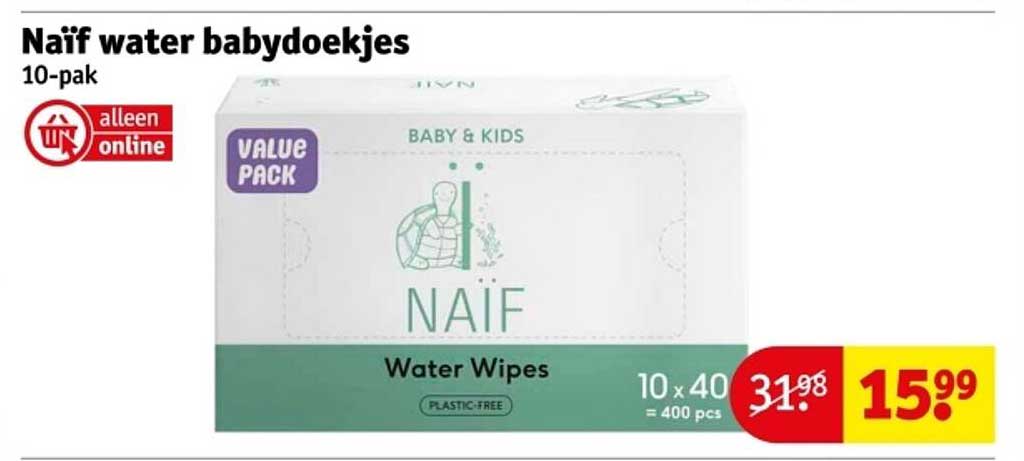 Naïf water babydoekjes 10-pak