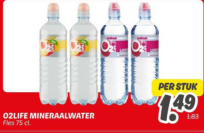 O2LIFE MINERAALWATER Fles 75 cl.
