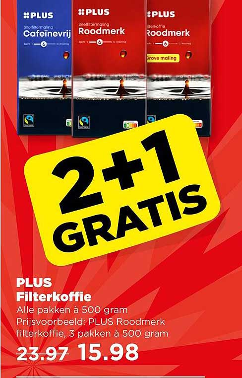 PLUS Filterkoffie 2+1 Gratis