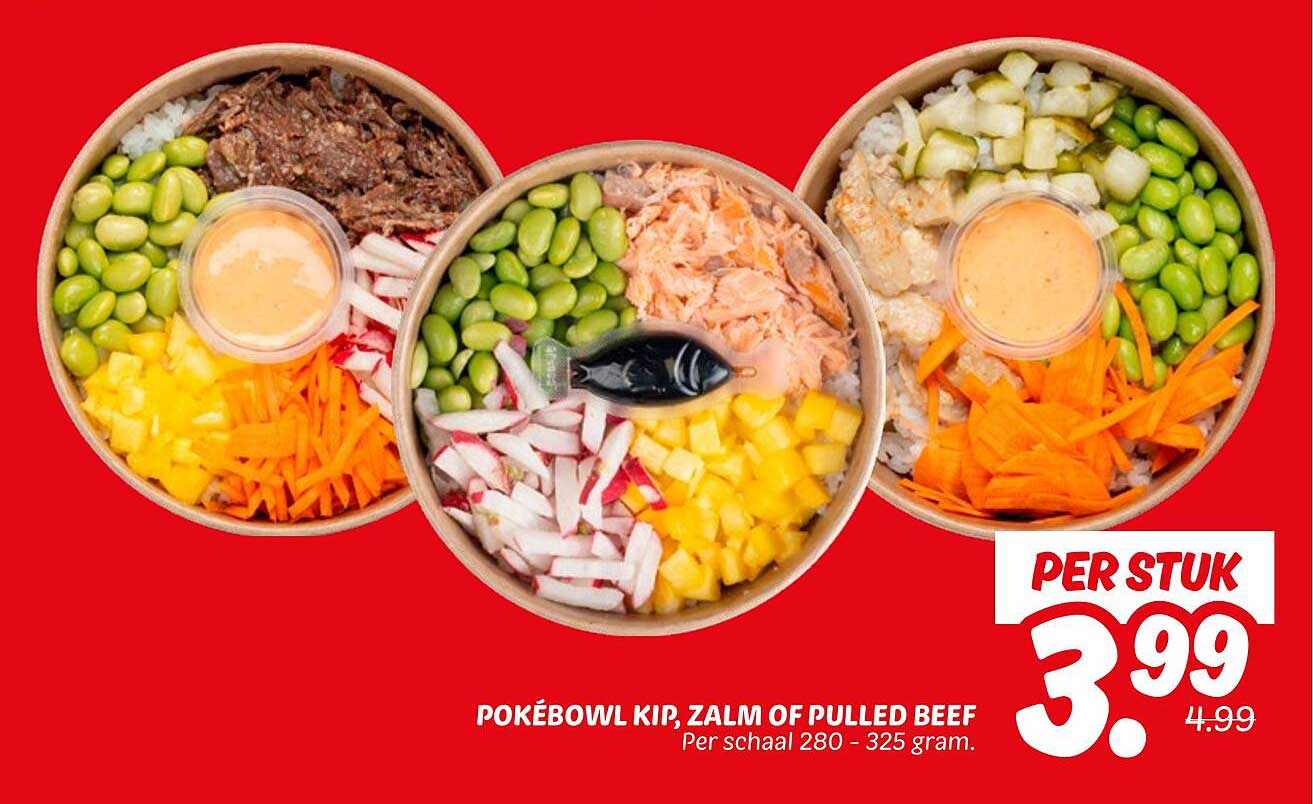 POKÉBOWL KIP, ZALM OF PULLED BEEF PER STUK