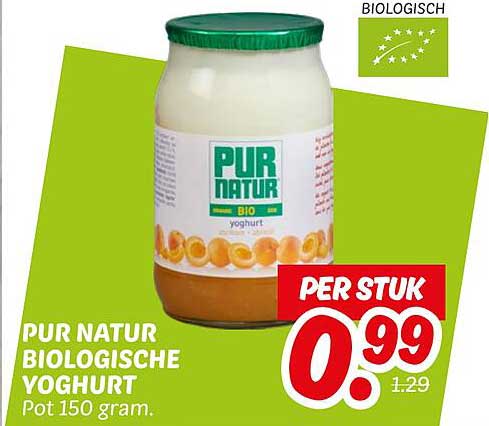 PUR NATUR BIOLOGISCHE YOGHURT 150 gram