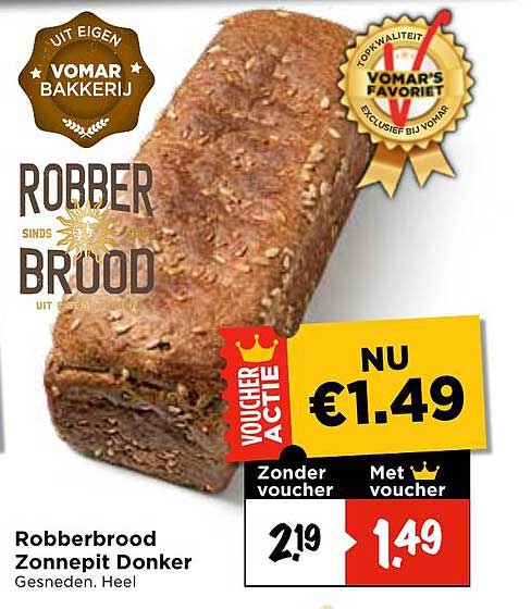 Robberbrood Zonnepit Donker - Gesneden. Heel