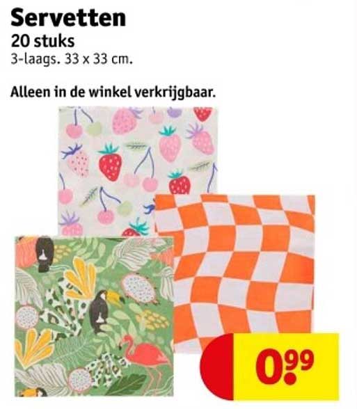 Servetten 20 stuks 3-laags 33 x 33 cm