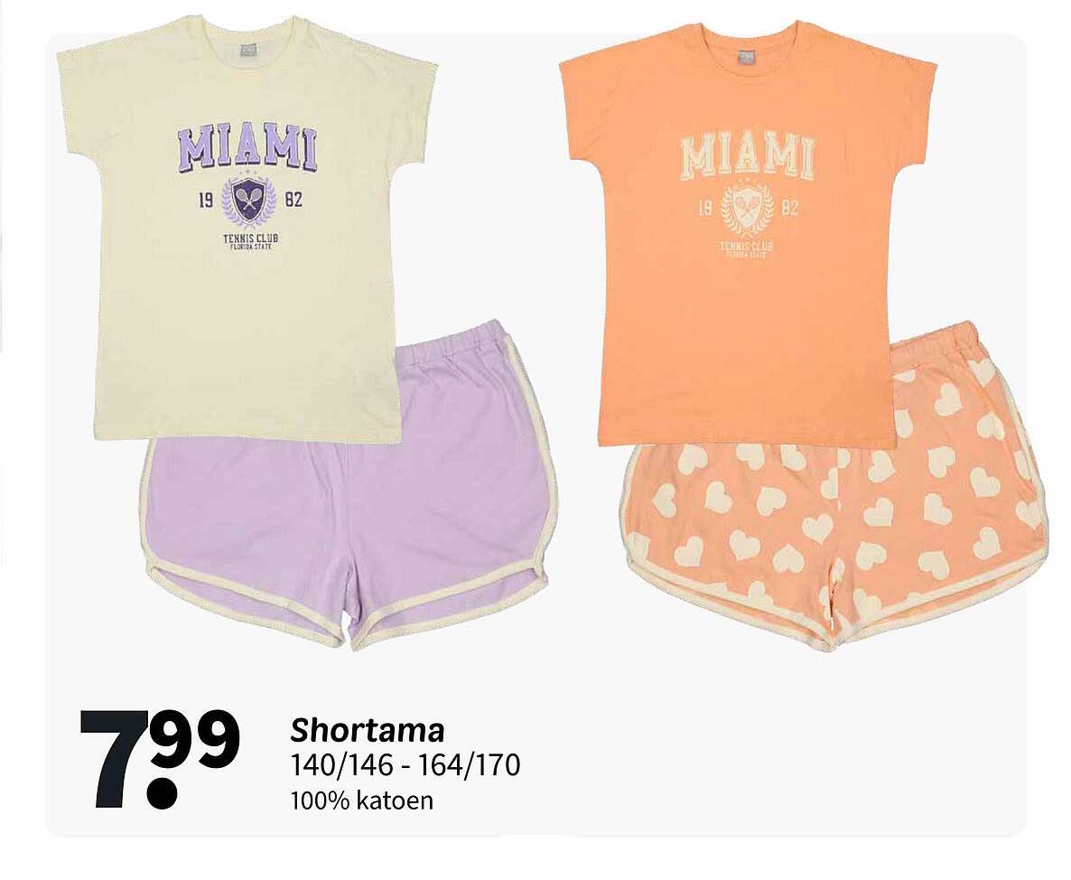 Shortama 140/146 - 164/170 100% katoen