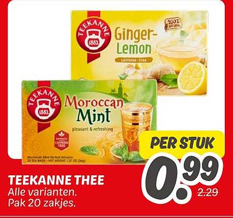 TEEKANNE THEE Alle varianten. Pak 20 zakjes.