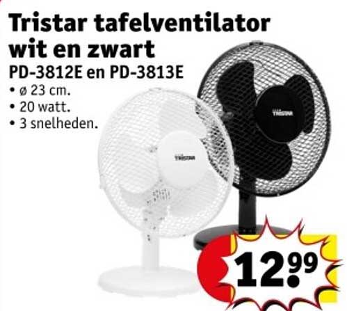 Tristar tafelventilator wit en zwart