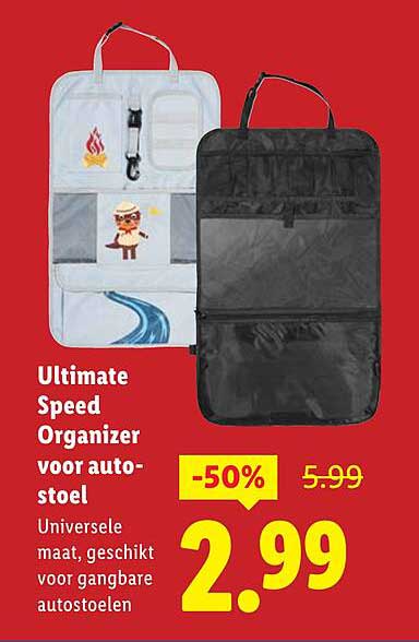 Ultimate Speed Organizer voor autostoel