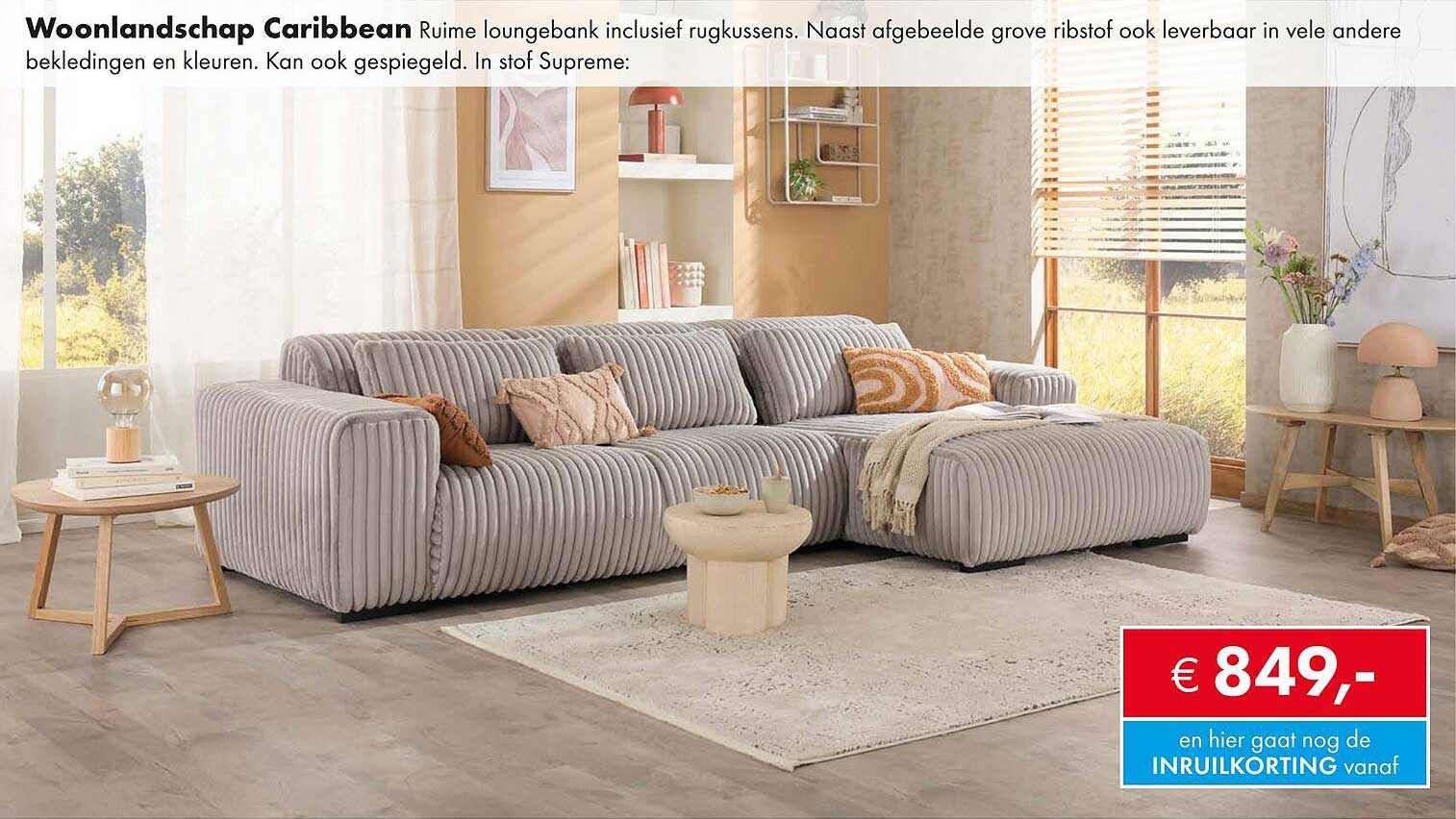 Woonlandschap Caribbean Ruime loungebank inclusief rugkussens