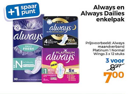 +1 spaar punt Always en Always Dailies enkelpak
