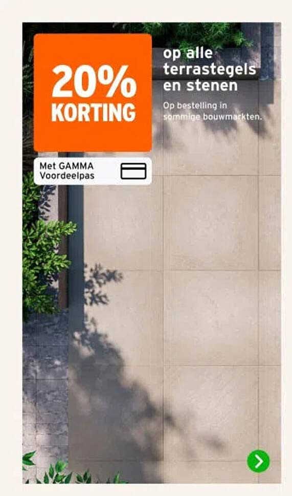 20% korting op alle terrastegels en stenen