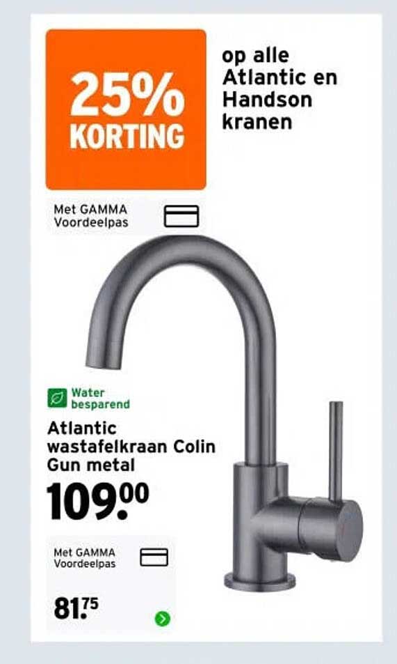 25% KORTING op alle Atlantic en Handson kranen
