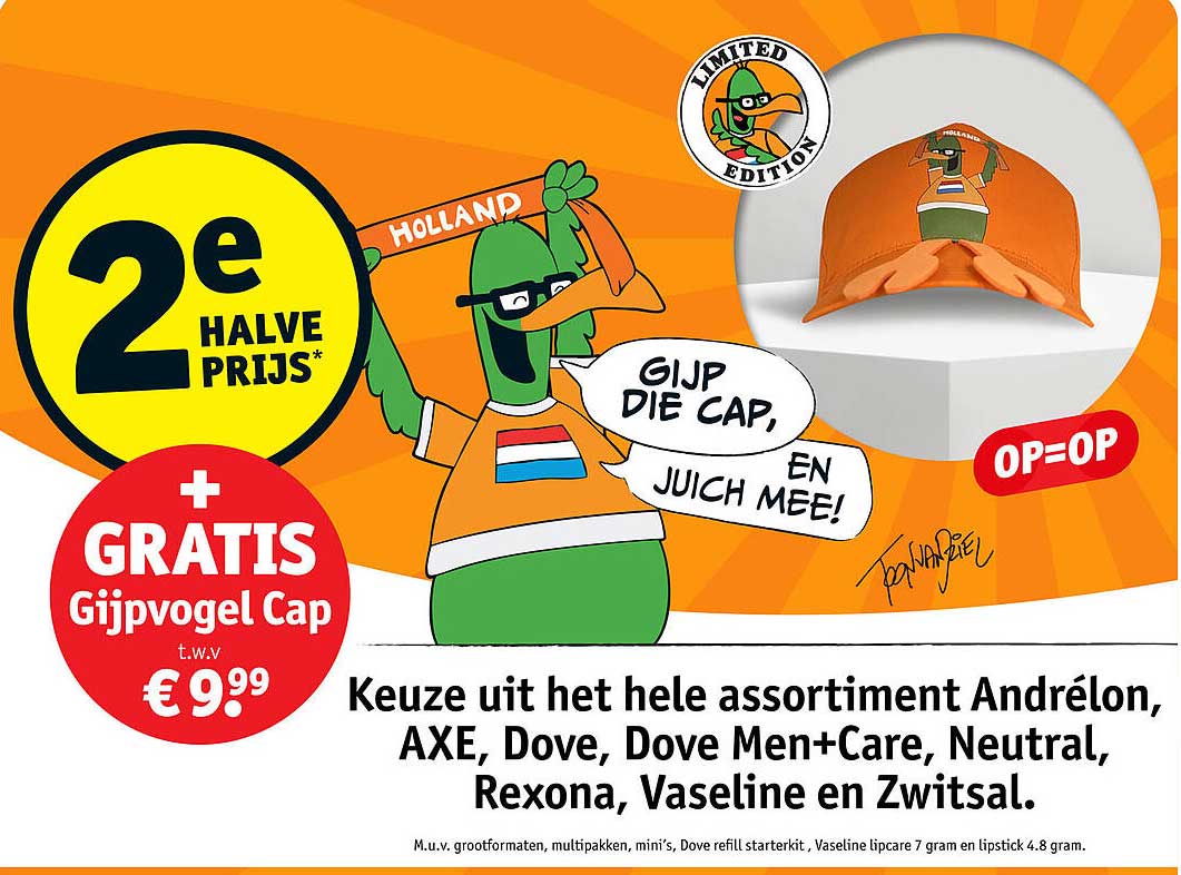 2e halve prijs + GRATIS Gijpvogel Cap