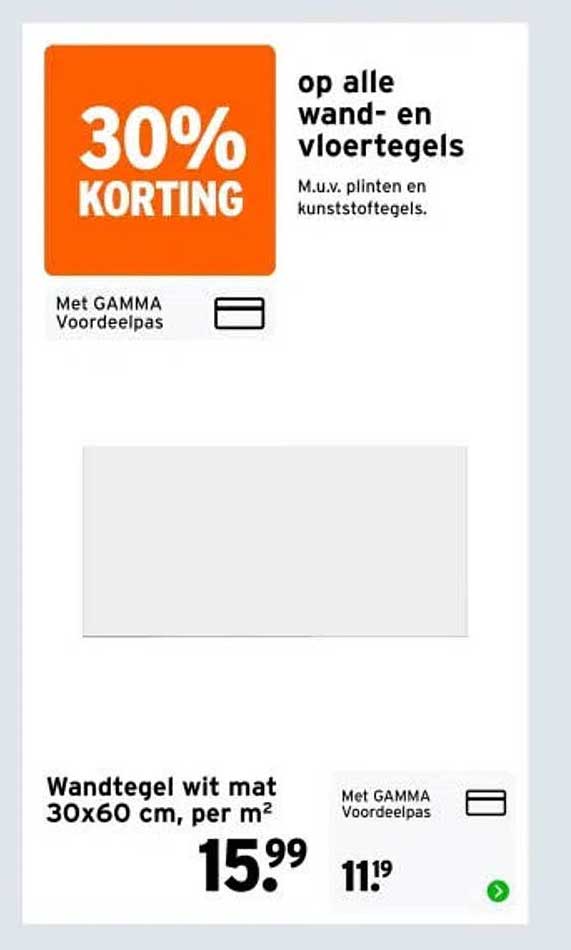 30% korting op alle wand- en vloertegels