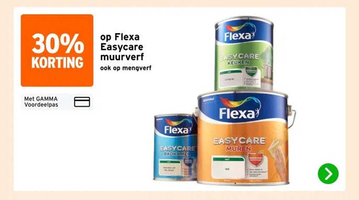 30% KORTING op Flexa Easycare muurverf ook op mengverf