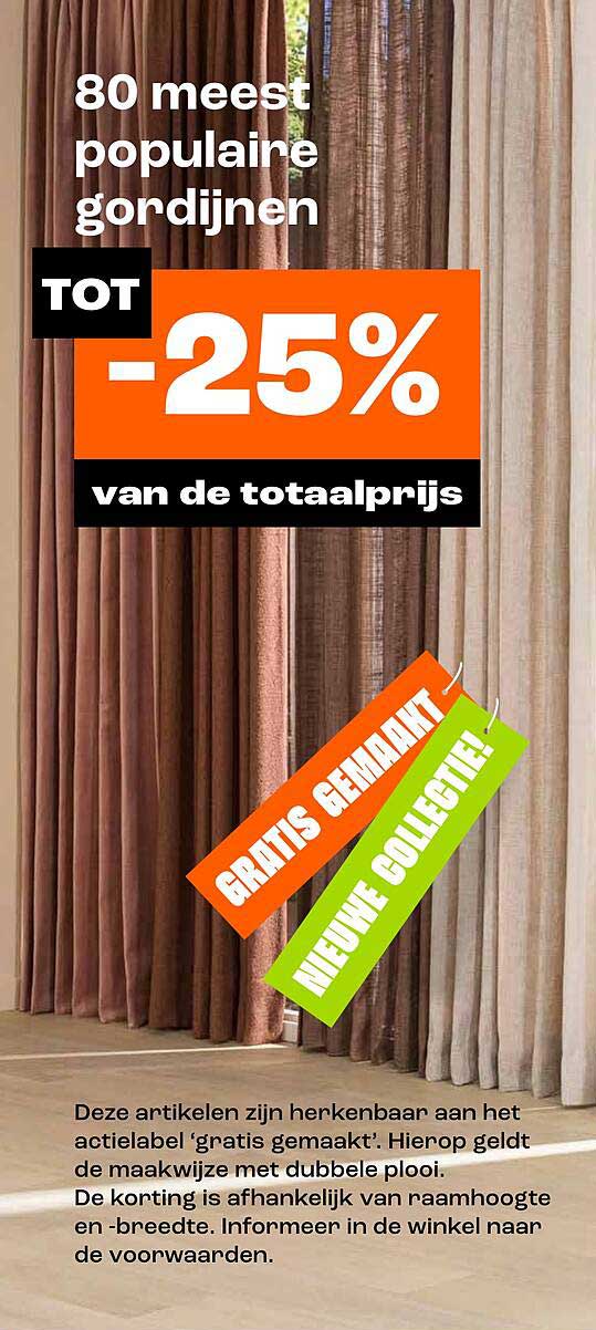 80 meest populaire gordijnen TOT -25% van de totaalprijs