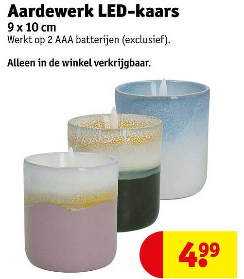 Aardewerk LED-kaars 9 x 10 cm