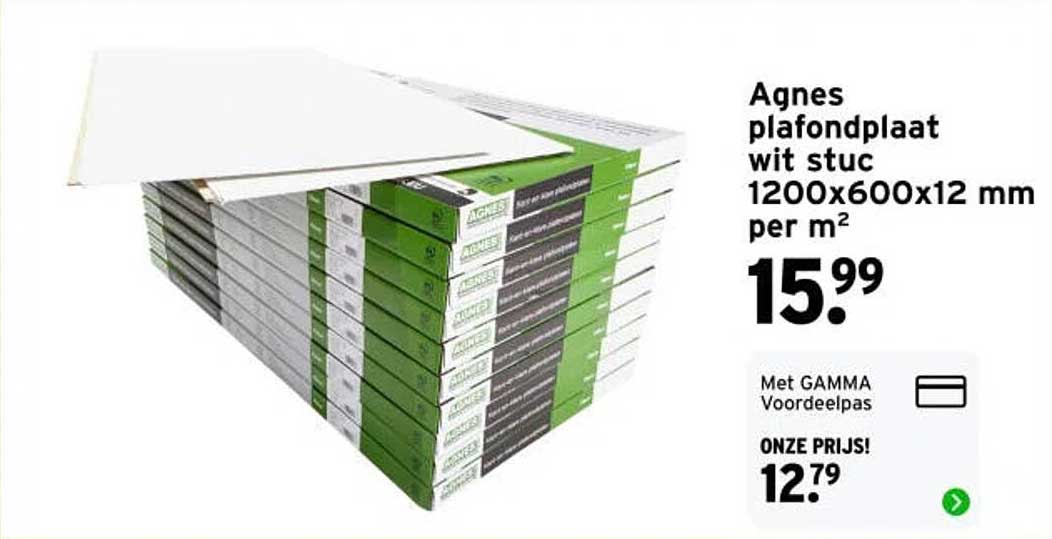 Agnes plafondplaat wit stuc 1200x600x12 mm per m²