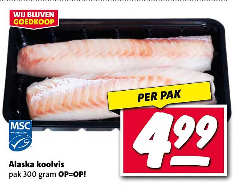 Alaska koolvis pak 300 gram OP=OP! PER PAK
