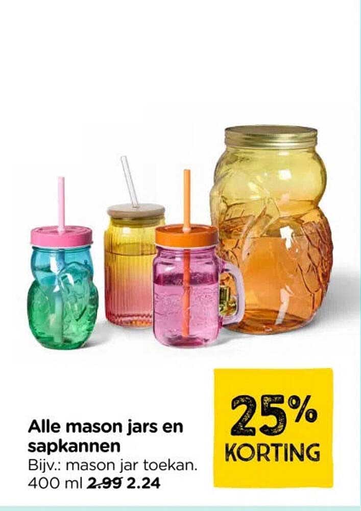 Alle mason jars en sapkannen