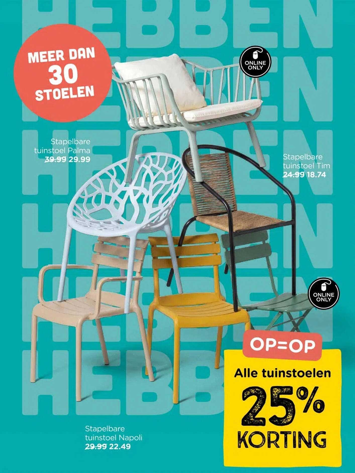 Alle tuinstoelen 25% korting