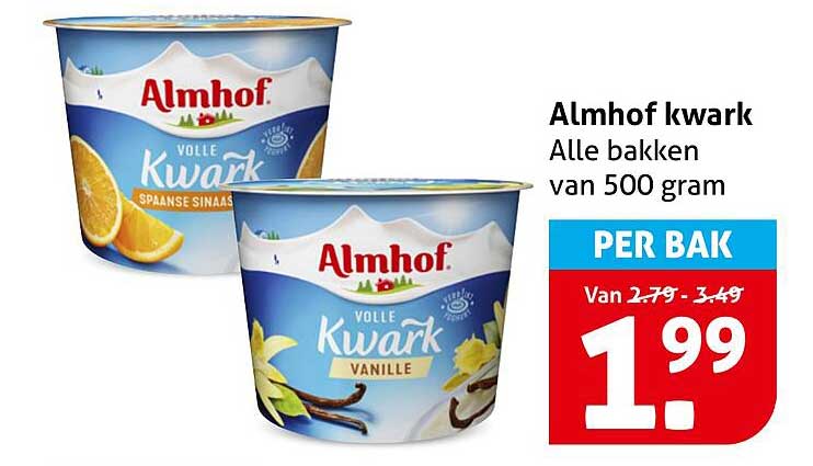 Almhof kwark Alle bakken van 500 gram PER BAK