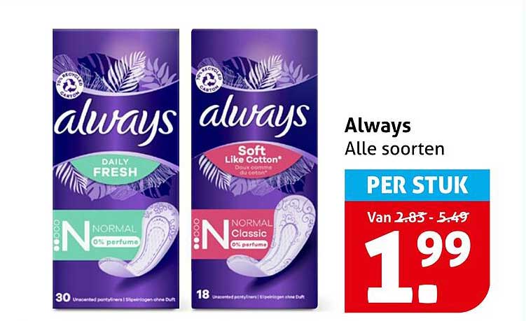 Always Alle soorten PER STUK