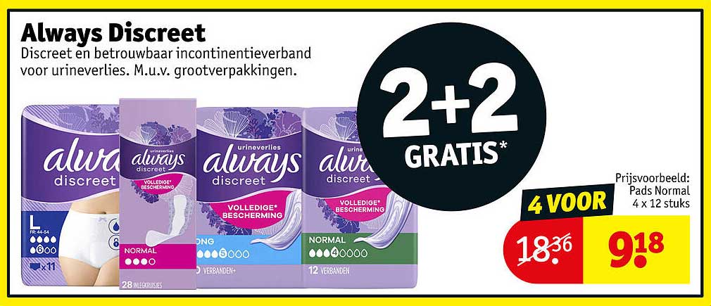 Always Discreet 2+2 GRATIS*