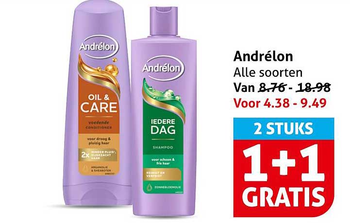 Andrélon Alle soorten 2 STUKS 1+1 GRATIS