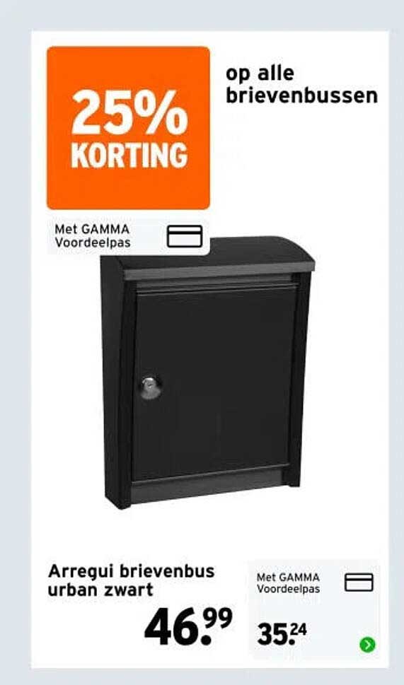 Arregui brievenbus urban zwart 25% KORTING op alle brievenbussen