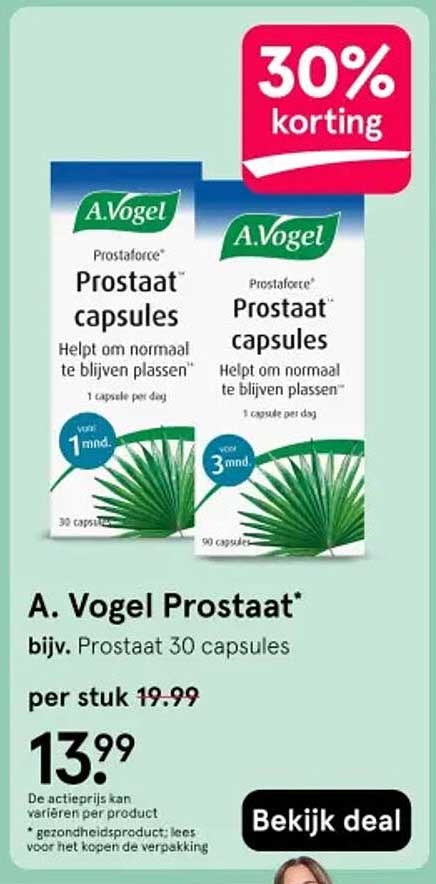 A.Vogel Prostaat* 30 capsules 30% korting