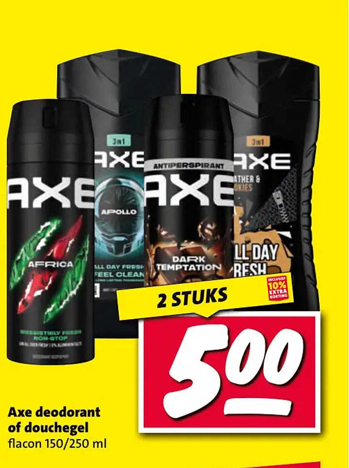 Axe deodorant of douchegel flacon 150/250 ml 2 STUKS