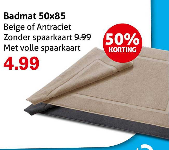 Badmat 50x85 Beige of Antraciet 50% korting