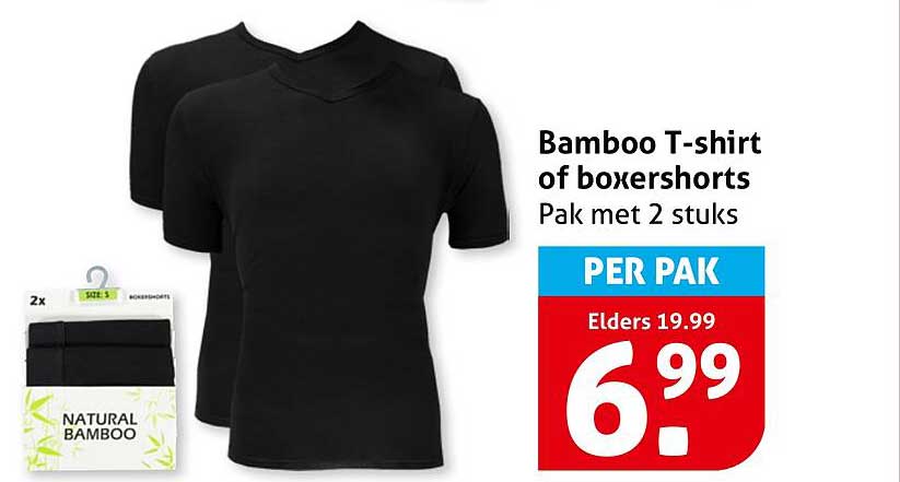 Bamboo T-shirt of boxershorts Pak met 2 stuks