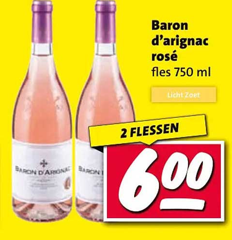 Baron d'ariagnac rosé fles 750 ml Licht Zoet 2 FLESSEN