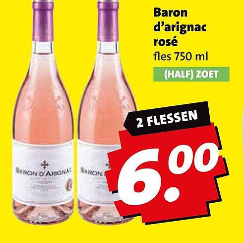 Baron d’arignac rosé fles 750 ml (HALF) ZOET 2 FLESSEN