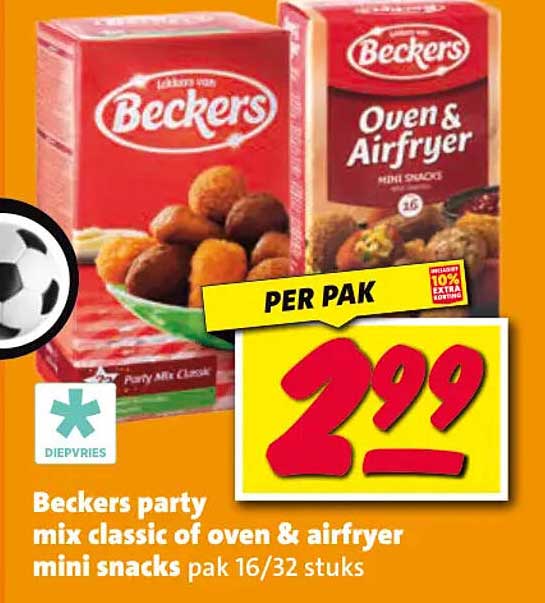 Beckers party mix classic of oven & airfryer mini snacks pak 16/32 stuks