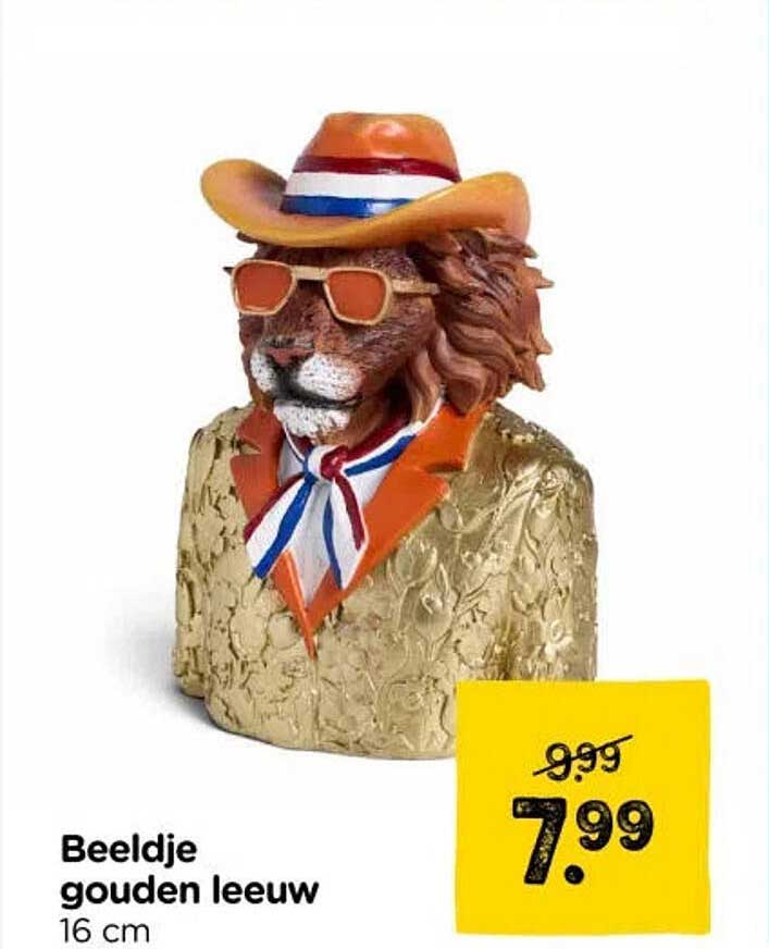 Beeldje gouden leeuw 16 cm