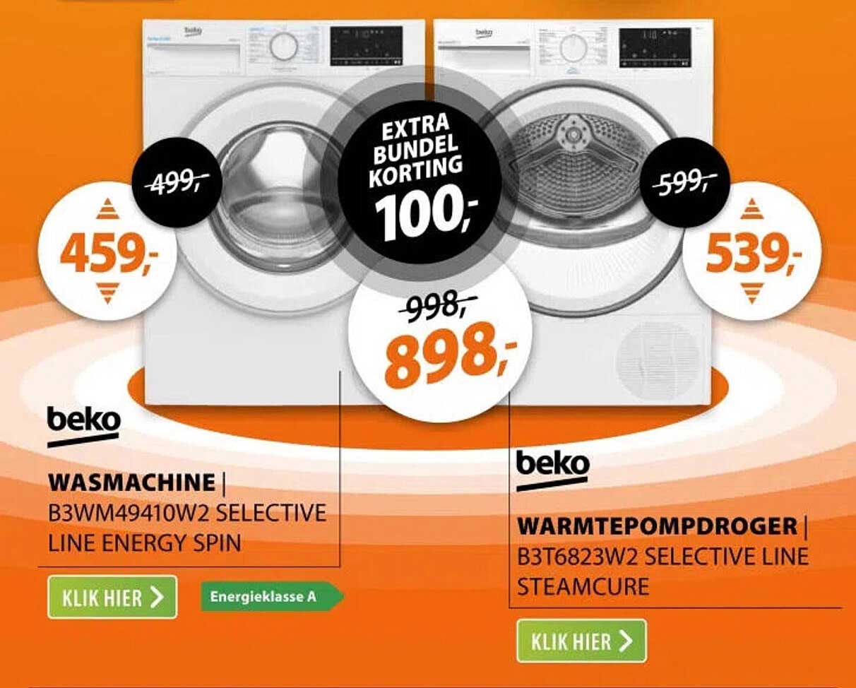 beko WASMACHINE B3WM49410W2 SELECTIVE LINE ENERGY SPIN
