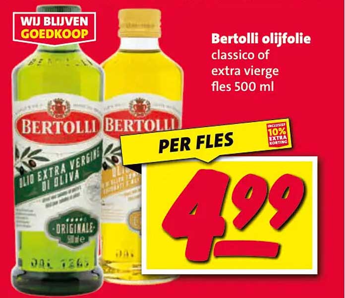 Bertolli olijfolie classico of extra vierge fles 500 ml